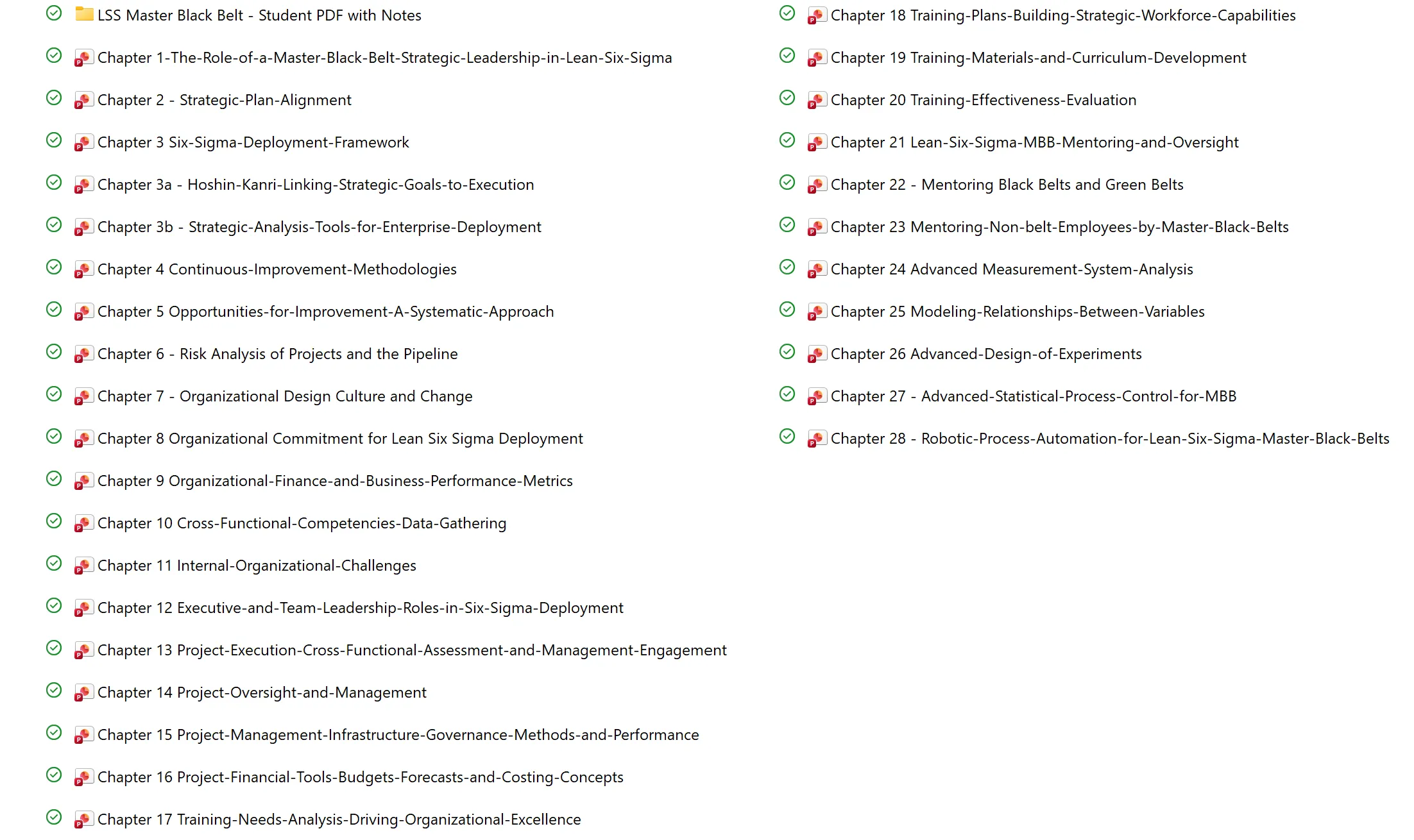 lss master black belt course material in structure format