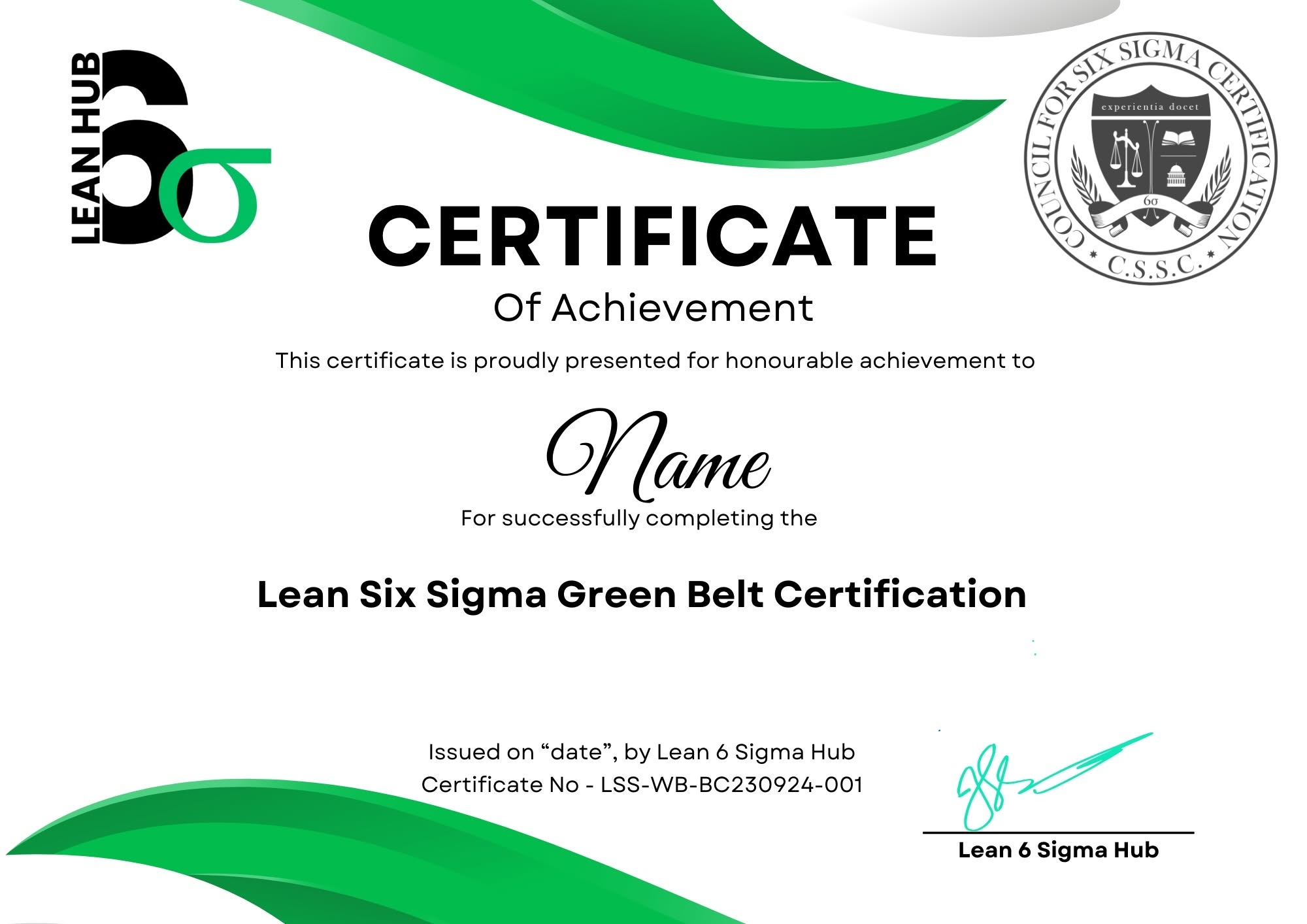 Brinda Choksi Lean Six Sigma Yellow Belt Certificate
