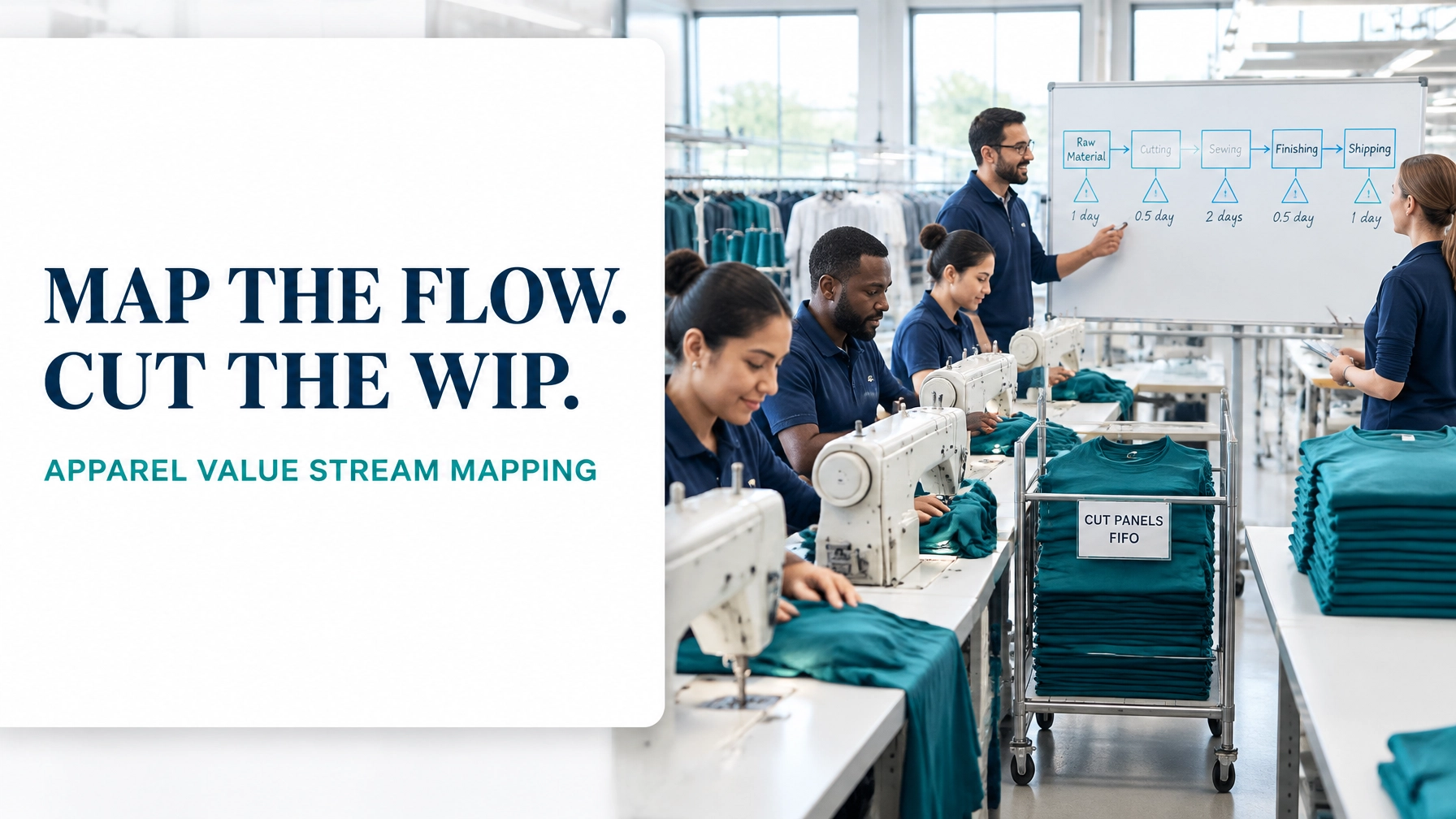 Value Stream Mapping for Apparel and Garment Manufacturing: From Fabric Roll Cutting to Store-Ready Garment Without the Sewing Line WIP Pile-Up